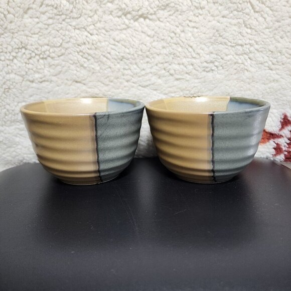 Sango Other - Vintage Sango Gold Dust Green 5040 5" Ice Cream Bowls Mixing Textured Set of 2